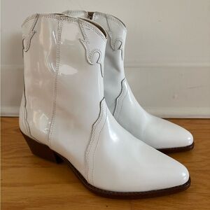 Free People New Frontier White Patent Western Boots Size 6